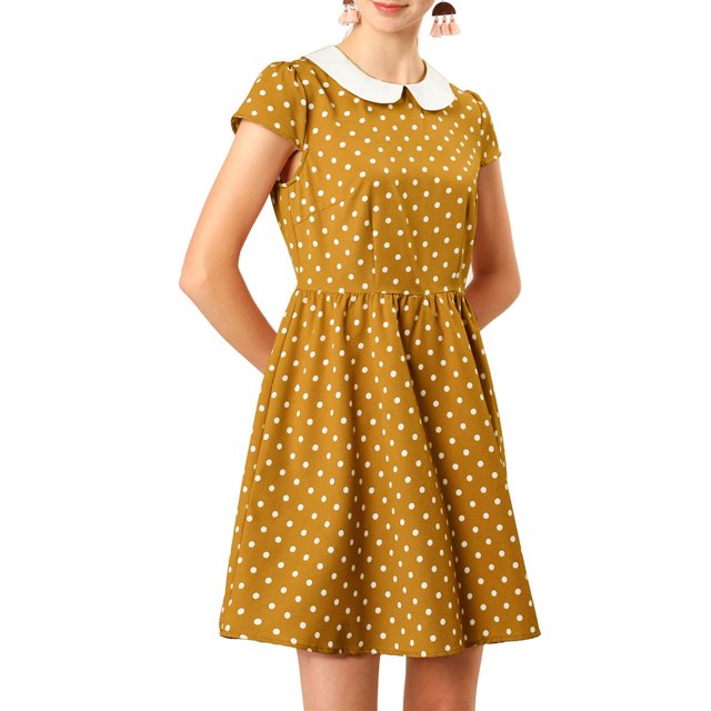 INSPIRE CHIC Robe à Col Claudine au-Dessus du Genou avec Fermeture Éclair Cachée dans le Dos pour Femmes