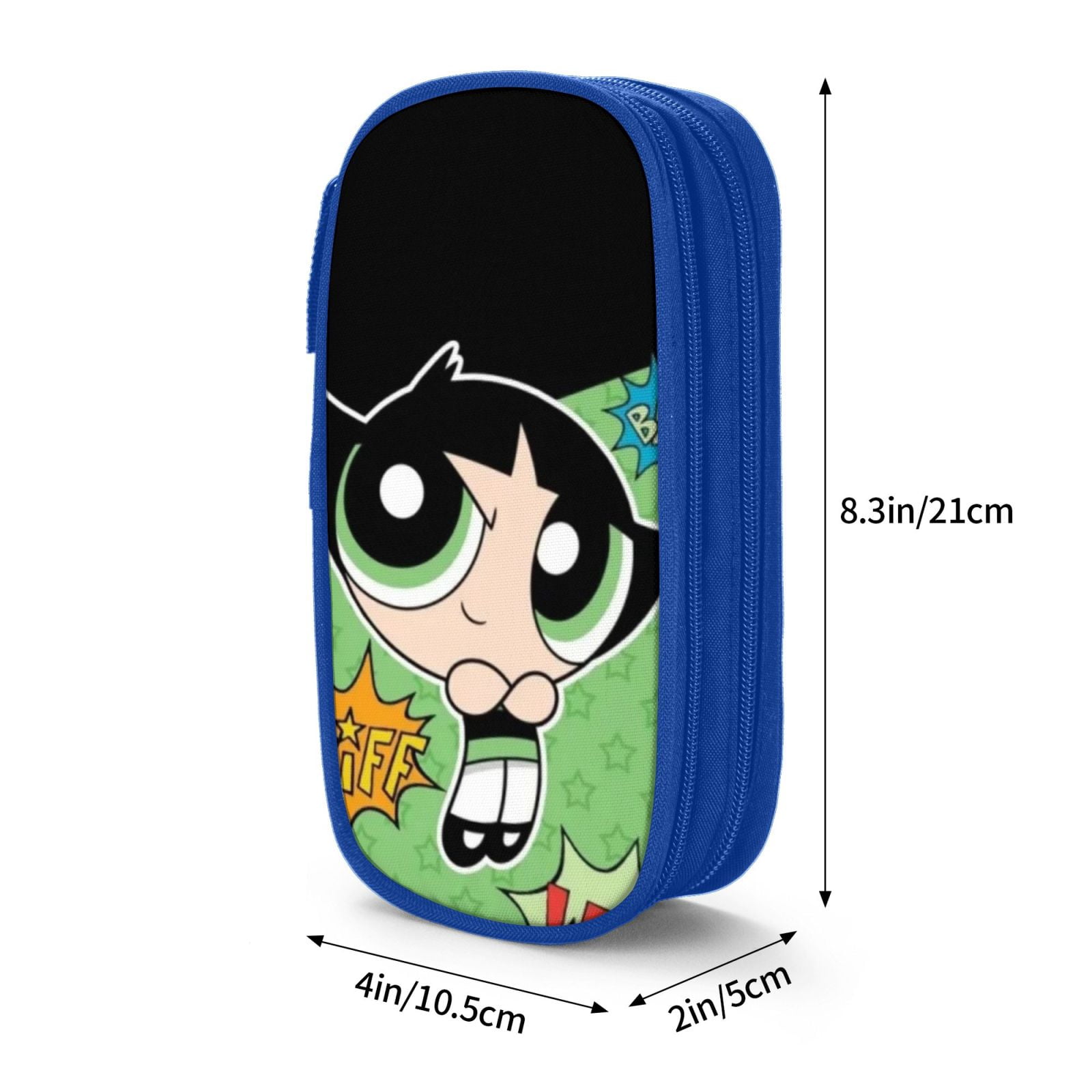 The Powerpuff Gi-rls Pencil Case Large Capacity Pencil Pouch Penbag Office Stationery Organizer Travel Makeup Bag Blue