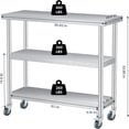 thumbnail image 4 of Studyset Stainless Steel Table, 14 x 24 x 34 Inch, 3-Tier Metal Prep Table with 2 Undershelf & Gloves, Commercial Kitchen Utility Workstation for Restaurant, Hotel, Laundry, Garage, Indoor, Outdoor, B, 4 of 8
