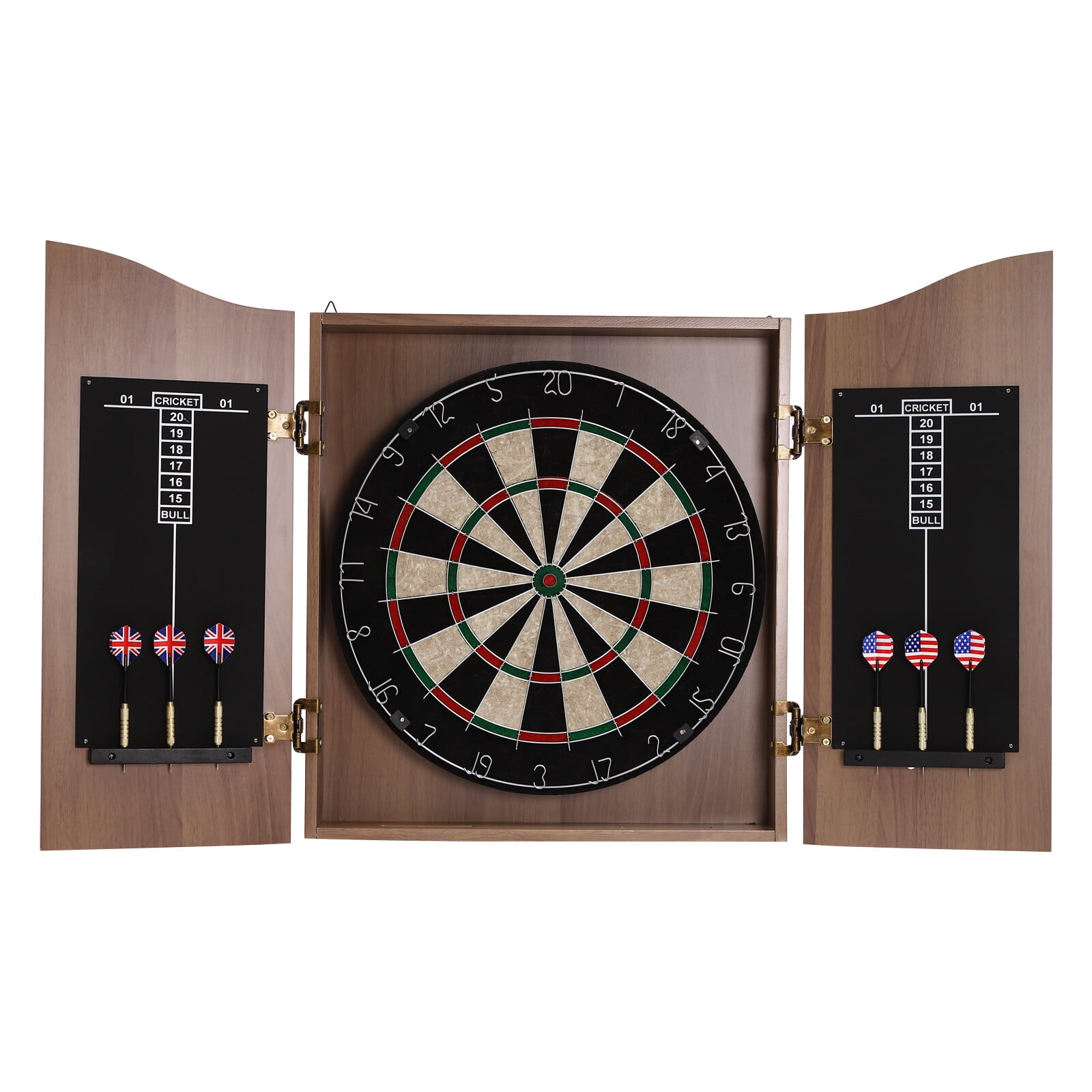 Wooden Dartboard Cabinet Set, 40.15x21.25in with 6 Professional Darts, Sisal Fiber Board for Home and Bar Decor