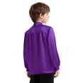 thumbnail image 2 of Hansber Kids Boys Worship Liturgical Praise Dance Tops Long Sleeve Church Party Shirts Performance Pullover Satin Blouse Purple 6, 2 of 6