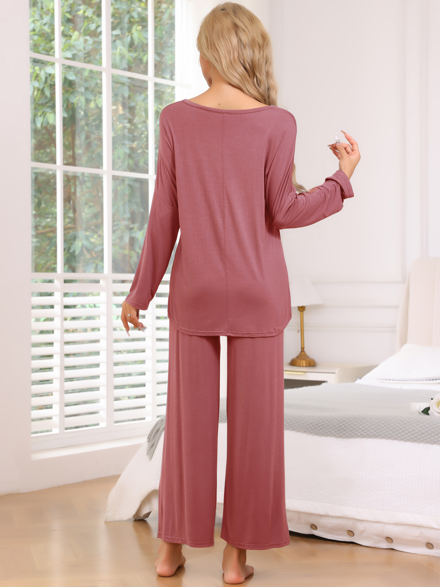 DARING DIVA Women's High Low Shirt and Wide-leg Pants Lounge Sets XL Red