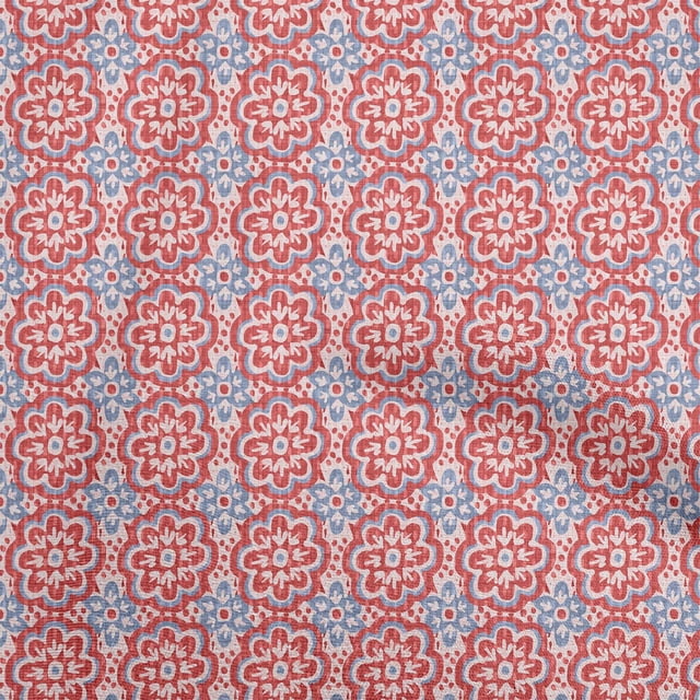 oneOone Cotton Cambric Red Fabric Asian Block Craft Projects Decor Fabric Printed By The Yard 56 Inch Wide