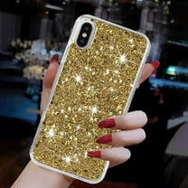 Allytechgroup Glitter Bling Case Compatible with Apple iPhone X/ iPhone XS for Girls Women, Slim Fit Soft TPU Back Cover Anti-Scratch Bumper Shockproof Phone Case for iPhone X/ iPhone XS, Gold