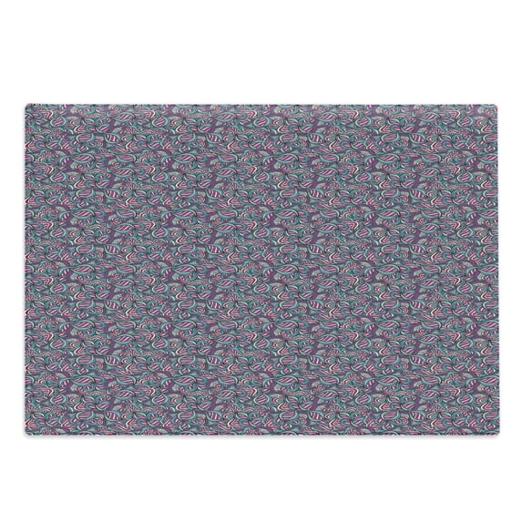 Abstract Cutting Board, Hand Drawn Style Pattern with Ornamental Bohemian Style Wavy Lines, Decorative Tempered Glass Cutting and Serving Board, Large Size, Fuchsia Slate Blue Cream, by Ambesonne