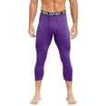 thumbnail image 1 of Raenseen Men's 3/4 Compression Pants Stretchy Workout Running Athletic Leggings Base Layer Sports Tights Purple XXL, 1 of 7