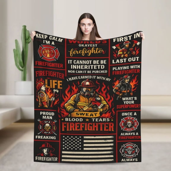 Firefighter Gifts Funny Cool Throw Blanket 80x60