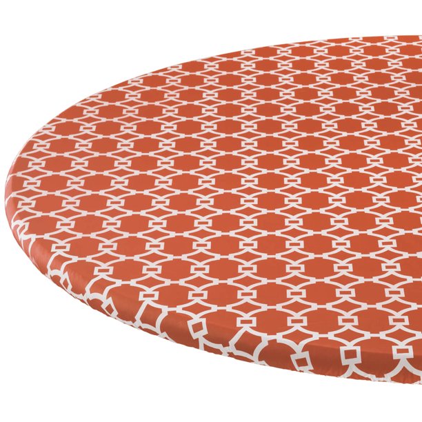 Lattice Vinyl Elasticized Table Cover4556diaRound