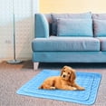 thumbnail image 5 of Cooling Mat for Dogs Cats Ice Silk Pet Self Cooling Pad Blanket for Pet Beds/Kennels/Couches /Car Seats/Floors,BLUE,100X70CM, 5 of 6