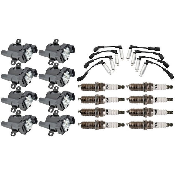 Ignition Coil Spark Plug and Wire Set 17 Piece - Compatible with 2007 Chevy Avalanche 5.3L V8