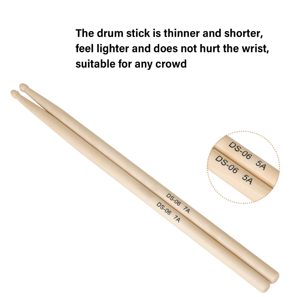 12Pair 5A/7A Maple Wood Drum Stick Practical Drumstick for Adults and Kids