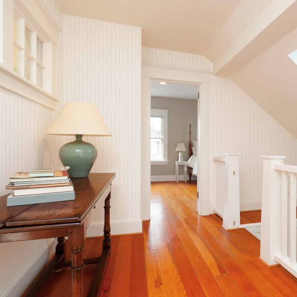 Tempaper Beadboard White Peel and Stick Wallpaper, 20.5" x 16.5'