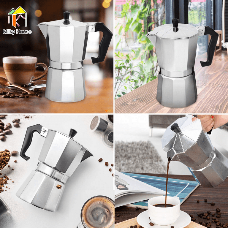 Stovetop Espresso Maker 3 Cup - Silver - Coffee Roaster