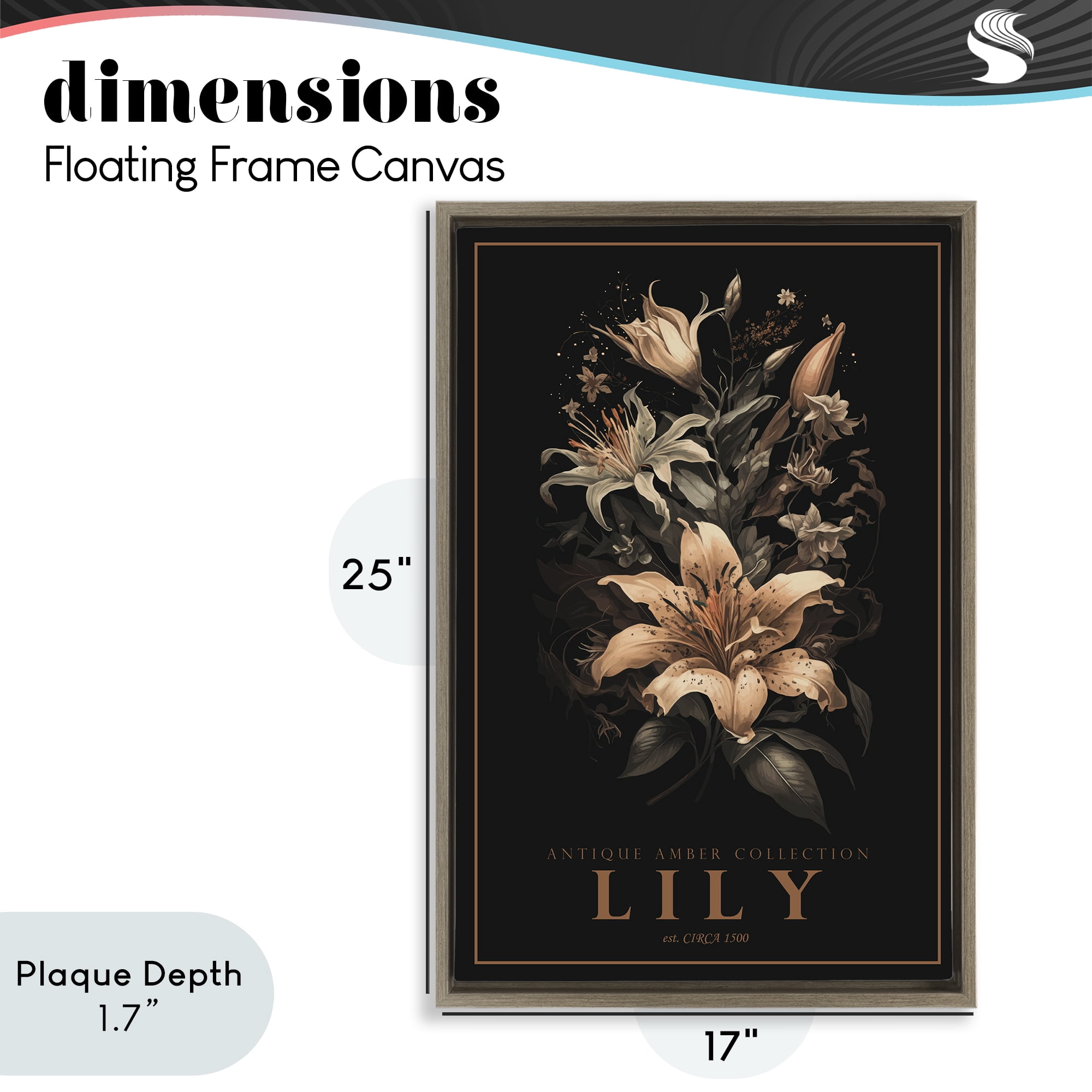 Stupell Industries Antique Lily Light Brown Framed Floater Canvas Wall Art, design by Chris Giampietro