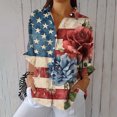 thumbnail image 2 of Cavosen Long Sleeve Button up Women Lapel Casual Patriotic Tee 250 Years Red White and Blue Graphic Shirt Summer Loose Tops, 2 of 4