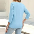 thumbnail image 4 of WTOBBY Women's 3/4 Sleeve Solid Color Button Down Casual Top, Fashion Shirt Blouse with Comfort Fit, Lightweight Fabric for Spring Summer Transition,Light Blue L, 4 of 6