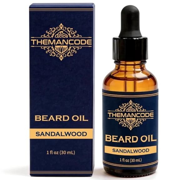 THEMANCODE Beard Oil for Men, Nourishes & Softens Beard, Lightweight Conditioning Oil with Subtle Sandalwood Scent, Daily Care, Father’s Day Gift for Dad, 1 fl oz