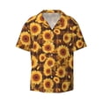 thumbnail image 2 of Lsque Vintage Brown Plaid Sunflower print Men's Cuban Collar Short Sleeve Shirt Summer Beachwear Casual Button Down Fashionable Vacation Leisure Shirt-Small, 2 of 7