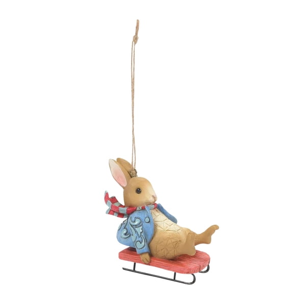 Jim Shore Peter Rabbit Sledging Polyresin Ornament Beatrix Potter 6010691