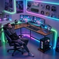 thumbnail image 7 of EDX Stylish L-shaped desk optimizes space, boosts productivity with ample dual-surface workspace and ergonomic modern design, Rust, 7 of 7