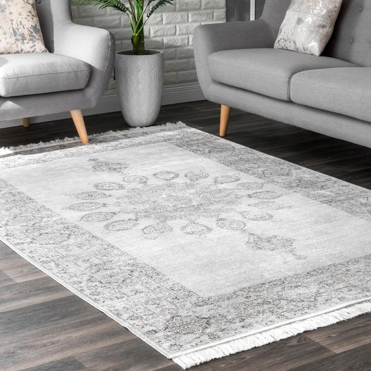 nuLOOM Vintage Medallion Kimbella Fringe Rug Area Rug or Runner