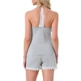 thumbnail image 3 of INSPIRE CHIC Womens Cami Pajamas Lace Trim V Neck 2 Piece Sleepwear Lingerie Tank Top with Shorts Loungewear Sets S Gray, 3 of 5