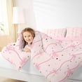 thumbnail image 4 of Feelyou Pink Bowknot Ribbon Full Size Comforter Sets, Butterfly Knot Bedding Sets, 3pcs, 4 of 8