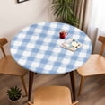 thumbnail image 5 of Buffalo Check Watercolor Blue Elastic Fitted Round Table Cover Plaid Farmhouse Waterproof Outdoor Tablecloth for Holiday Party, Picnic, Patio & Dining Fits Tables Up to 55"-60", 5 of 8