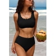 thumbnail image 3 of Charmo Women Scalloped Bikini Swimsuit High Waisted Two Piece Bathing Suit, 3 of 5