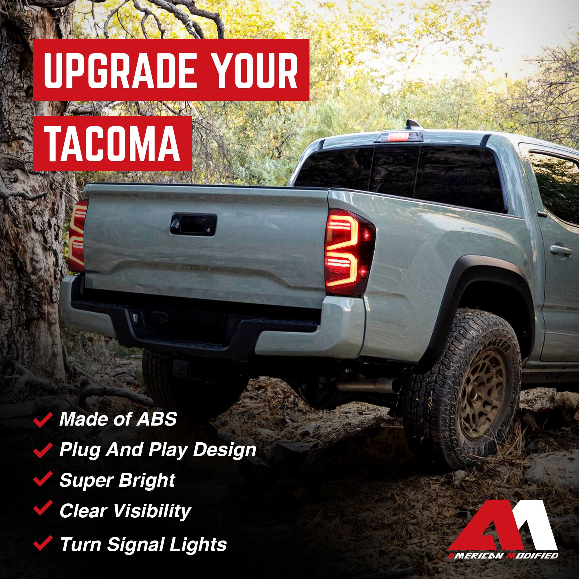 AMERICAN MODIFIED Smoked LED Tail Lights for 2016 to 2023 Toyota Tacoma