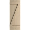 thumbnail image 2 of Ekena Millwork 16 1/2"W x 58"H Rustic Three Board Joined Board-n-Batten Knotty Pine Faux Wood Shutters w/Z-Board (Per Pair), Primed Tan, 2 of 10