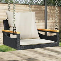 vidaXL Swing Bench with Cushions Black 24.8"x24.4"x15.7" Poly Rattan