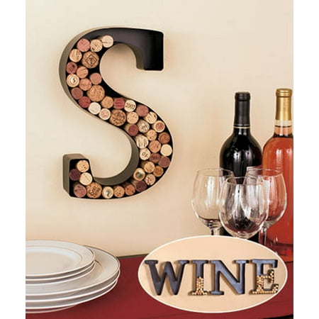 Wall Mounted Wine Cork Holder Metal Monogram W I N E Cork