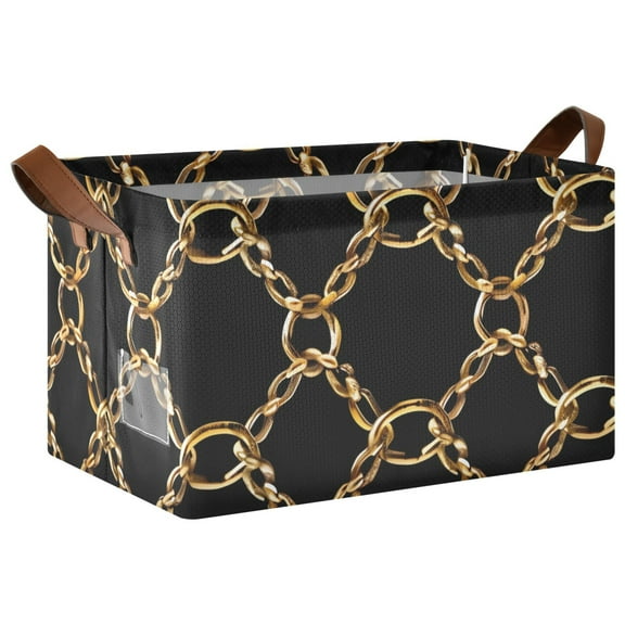 Ryvnso Golden Chains Storage Bins Large Basket Foldable Cube Toys Organizer with Handles 1 PC