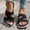 Black, variant on Flyknit Beach Sandals For Women Lightweight Flat, Orthopedic Slides Footwear Cushioned Arch Support, Breathable Mesh Slippers Non Slip Flexible, Soft Daily Vacation Walking Flats