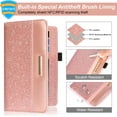 thumbnail image 2 of Leather Checkbook Cover for Men & Women Checkbook Wallet for Duplicate Checks Checkbook Holder with Elastic Band, Glitter Rose Glod, 2 of 5