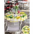 thumbnail image 5 of Outdoor Tablecloth with Umbrella Hole for Patio/Picnic/Party/Camping, Summer Fruits Waterproof Table Cloth Round Cover Washable, Watercolor Lemon Leaves Wreath Yellow Plaid (Dia 60"), 5 of 8