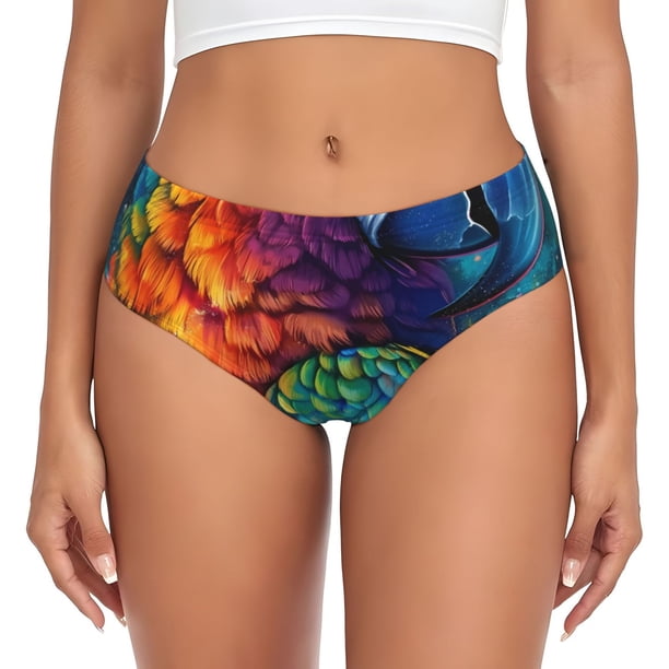 Balery Colorful Parrot Jungle Dream Ropa Interior de Algodón para Mujer con Dibujo – Braguitas Cómodas y Elásticas, Estilo Clásico-Small