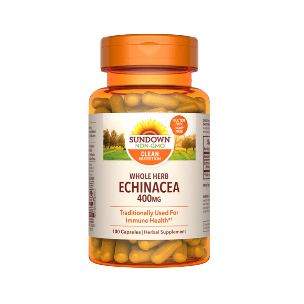 Sundown Naturals Echinacea Whole Herb Capsules, 400 Mg, 100 Ct