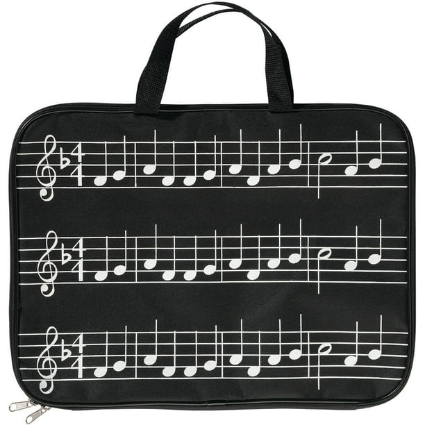 Musical Note Tote Bag with Zipper, Sheet Music Briefcase, Black