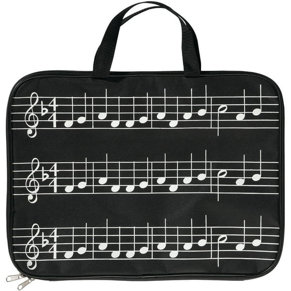 Musical Note Tote Bag with Zipper, Sheet Music Briefcase, Black