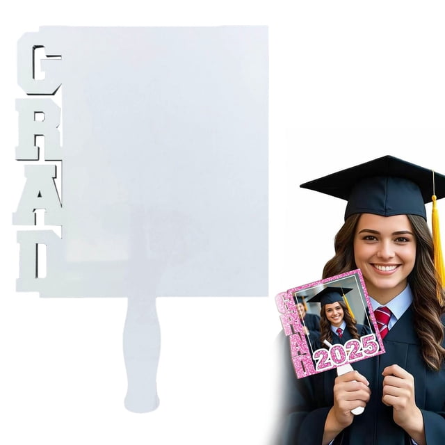 Photo Album Transfer Grad Writing Board Graduation Fan, Sublimation Graduation Fans Blank Mdf Sublimation Grad Fans Hardboard Wood Sublimation Blanks for Diy Grad Class Of 2025 Memorial Decor