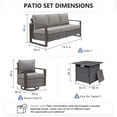 thumbnail image 2 of Gymojoy 4 Pieces Patio Furniture Set with Propane Fire Pit Table, Outdoor Conversation Set with 2 Swivel Glider Chairs Rattan Sofa for Deck Backyard, 2 of 13