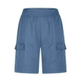 thumbnail image 4 of AherBiu Cargo Shorts for Women Knee Length Elastic High Waisted Wide Leg Summer Casual Shorts with Pockets, 4 of 6