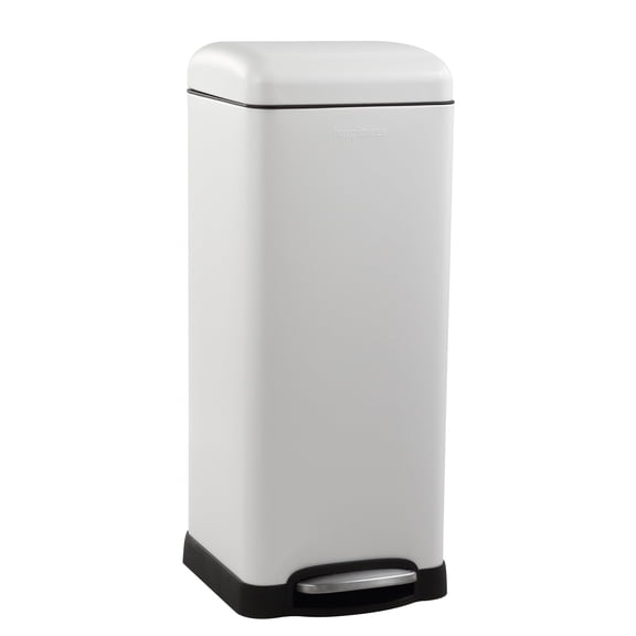 happimess Betty Retro 8-Gallon Step-Open Trash Can, Cotton White, HPM1007A