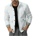 thumbnail image 2 of Maoxin Men's Coats Men's British Solid Color Plus 350g Corduroy Long Sleeved Fashionable Jacket Workwear Stand Up Collar Jacket Jacket White M, 2 of 7
