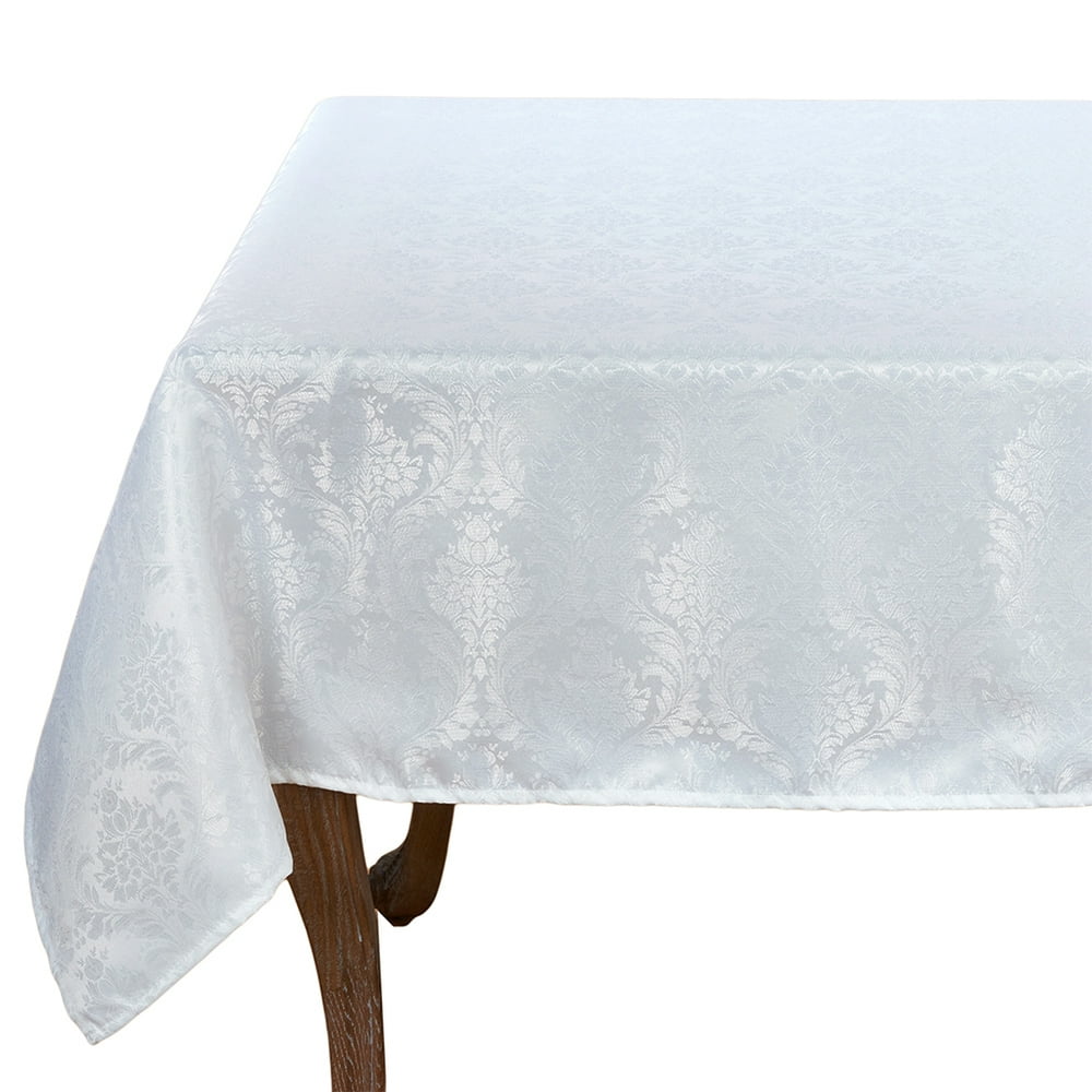 Holiday Elegant Damask White Table Linen Collection Tablecloth (70"X140