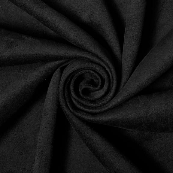 Suede Scuba Double Knit Faux Leather Polyester 60" Fabric By The Yard - Black (10 Yards)
