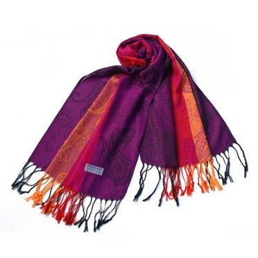 Multi-Colors Rose & Paisley National Style Exquisite Soft Tassel Ends Pashmina/Shawl/Scarf 68 by 27 inches with 5 inches tassel