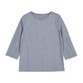 thumbnail image 4 of ThriftyPlait Casual Striped Tops for Women Cotton Crewneck 3/4 Sleeve T-Shirt Loose Slimming Drape Tunic Comfy Layering Everyday Office Knit Tops, 4 of 6